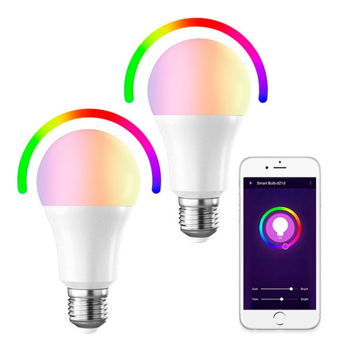 Luz X2 Bulbo Led Smart Inteligente Rgb 9w App Celular