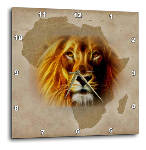 3drose Dpp__3 Rey De La Selva León Y África Mapa Arte Reloj 