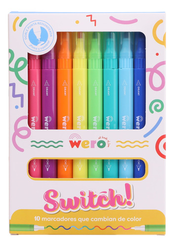 Marcadores Cambiacolor Wero Magic Ink Switch X 10 Colores