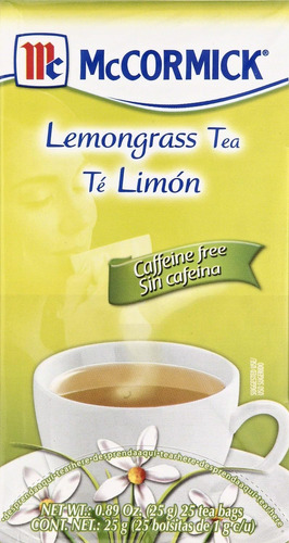 Mc Cormick Tea Mex Lemon Grass, 25 Unidades