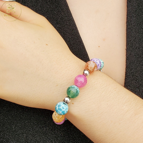 Imagen 4 de 8 de Pulsera Plata C/piedras Naturales De Colores Cierre Love
