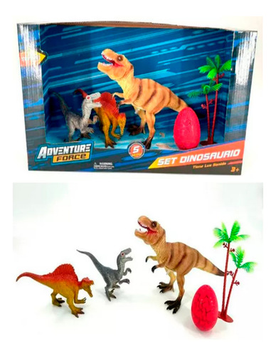 Paquete De Dinosaurios Diorama 5 Pzs 3 Dinos Huevo Y Palmera (Usado)