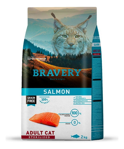 Bravery Para Gato Adulto Castrado De Salmón 7 Kg