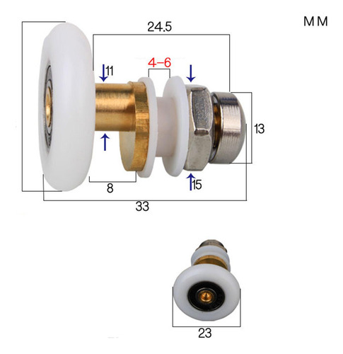 Rodillos Para Puertas De Ducha, 23mm