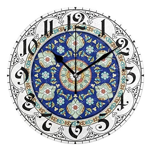 Alaza Reloj De Pared Redondo Otomano Étnico Islámico, Pintur