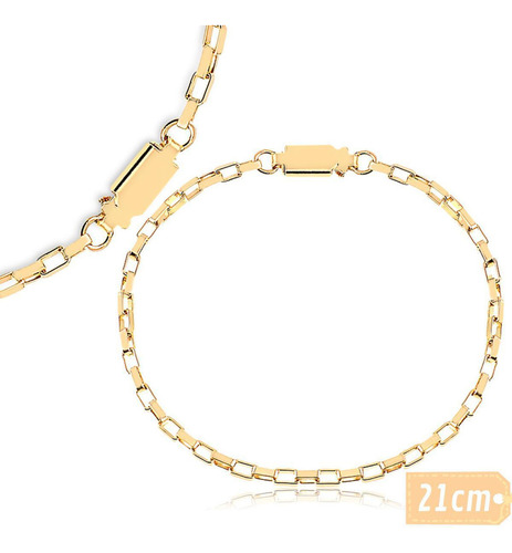 Pulseira Masculina Elo Veneziana Tijolinho Banhada Ouro 18k