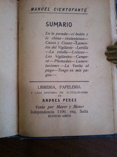 Imagen 5 de 10 de Cientofante Manco Otros Picaresca Gauchesca Y Española 1909
