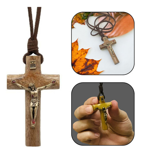 Colar Crucifixo Masculino Com As Chagas De Cristo Ouro Velho Cor Dourado