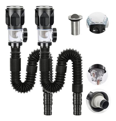 2pcs Cespol Con Sistema Anti Olores Y Botón Push Para Lavabo