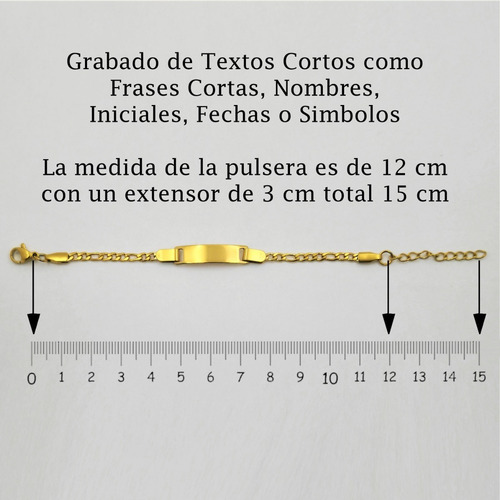 Imagen 4 de 9 de Pulsera Bebé Acero Personalizada Grabado Láser 1169