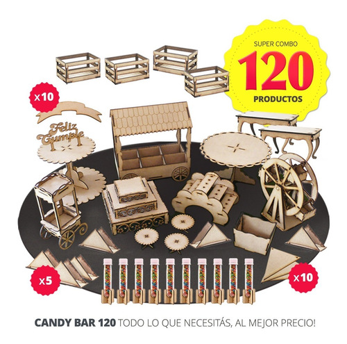 Imagen 1 de 10 de Candy Bar Fibrofacil 120 Productos Mdf Candybar Fibrofacil