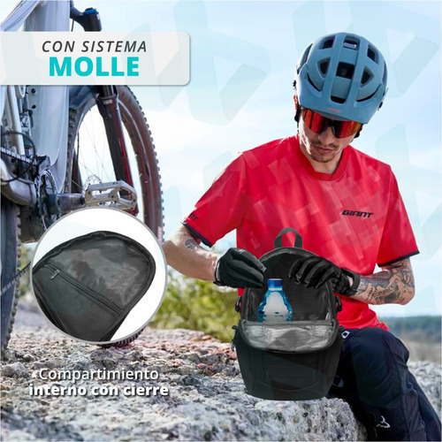 Mochila Tactica Militar Molle Reforzada Trekking Seguridad Color Negro Modelo 15814