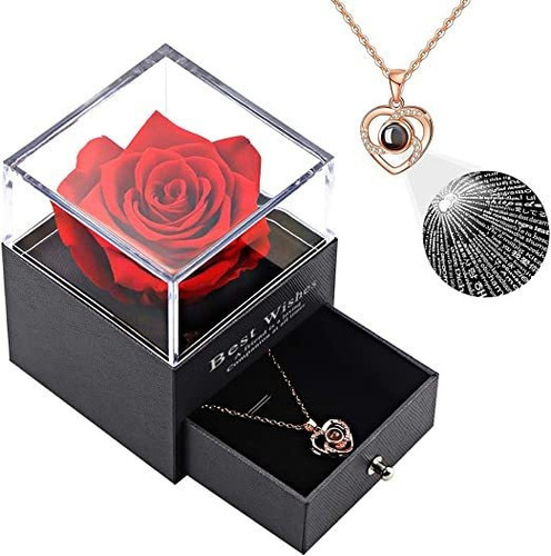 Regalo De San Valentín Para Novia, Collar Y Rosas