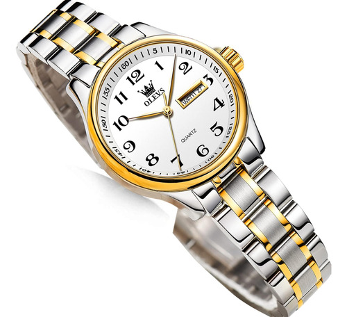 Relojes De Plata Y Oro Con Esfera Pequeña Para Mujer, Reloj 
