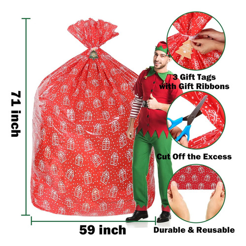 Bolsas De Regalo De Navidad Extra Grandes, Juego De 2 Bolsas