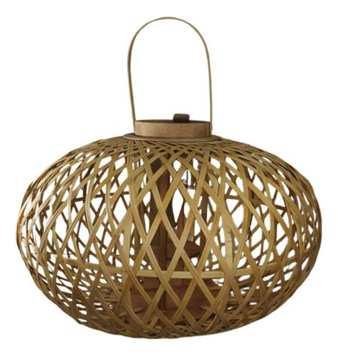 Lanterna Luminária Vela Boho Rattan 26cm Natural Com Alça