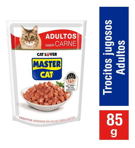 Alimento Húmedo Gato Master Cat Trocitos Jugosos Carne 85 G