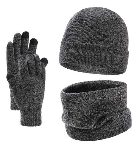 Set Gorro Guantes Bufanda Cuello Felpa Grueso Algodón Mezcla