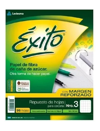 Combo Repuesto Nº3 Exito 3 Rayados + 2 Cuadriculados  96 Hjs