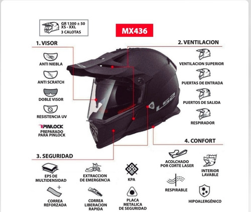 Imagen 4 de 5 de Casco Ls2 Mx436 Pioneer Evo Red White