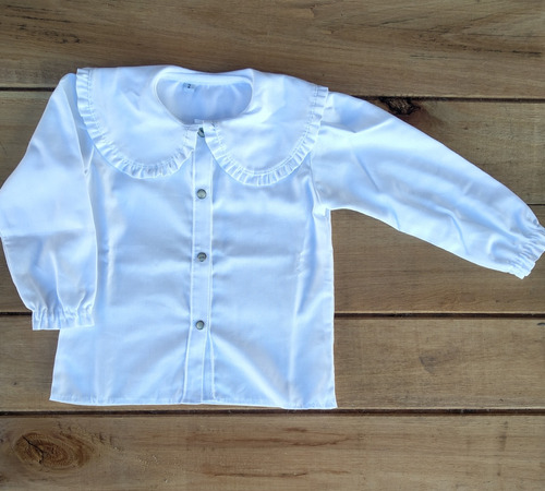  Blusa Tiki Niña Infantil Blanca Con Volados Talle 2 Al 12