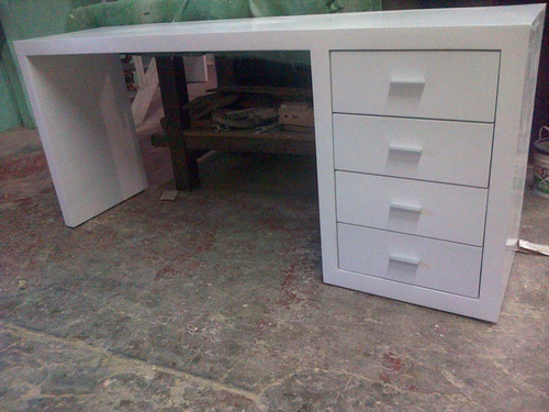 Imagen 4 de 9 de Escritorio Laqueado Juvenil Con 4 Cajones 120x40 Moderno