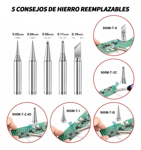 Kit De Soldador Eléctrico Con Temperatura Regulable 60w Soldadura Para Cautin Estaño Multímetro Digital