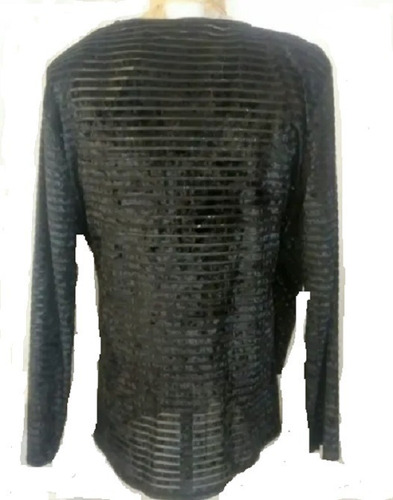 Blusa Larga Negra; Seda Y Transparencia T38 Rebajada Con 50%