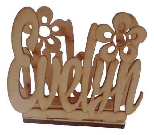 Servilletero Nombre Con Flor Personalizado Mdf 3mm-pqt 22 Pz