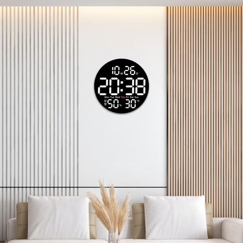 Reloj De Pared Digital, Reloj Led Moderno, Brillo Ajustable,