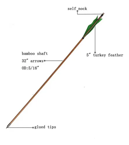 Pg1archery Flechas De Bambú Con Tiro Con Arco, 32 Pulgadas.