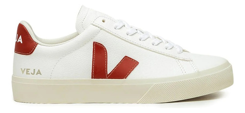 Tenis Veja Campo Blanco Con Rojo - Original