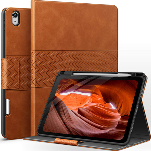 Funda iPad Air 4 Auaua Piel Vegana Soporte Lápiz Marrón