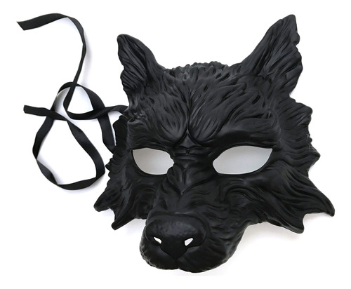 Masqstudio Máscara De Lobo Negro Para Mascarada, Disfraz D.