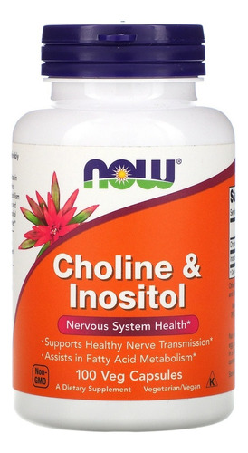 Now Foods Choline & Inositol / Colina E Inositol 100caps Sfn Sabor Sin sabor
