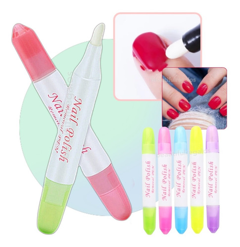 4 Lapiz Corrector De Esmalte Recargable 4 Puntas Uñas Nail