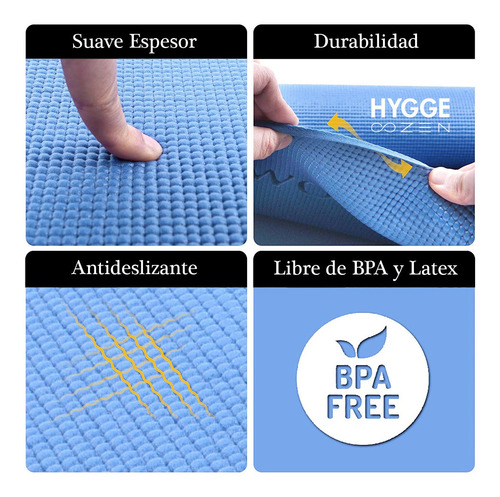 Imagen 3 de 10 de Mat Yoga Colchoneta Pilates Antideslizante Pvc 8mm + Correa
