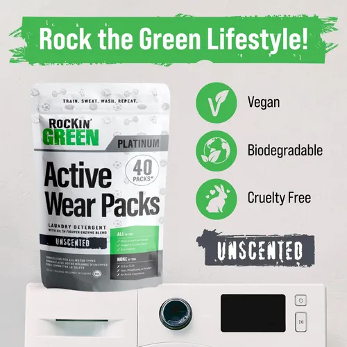 Detergente Para Ropa Rockin' Green Active Wear 40 Cápsulas