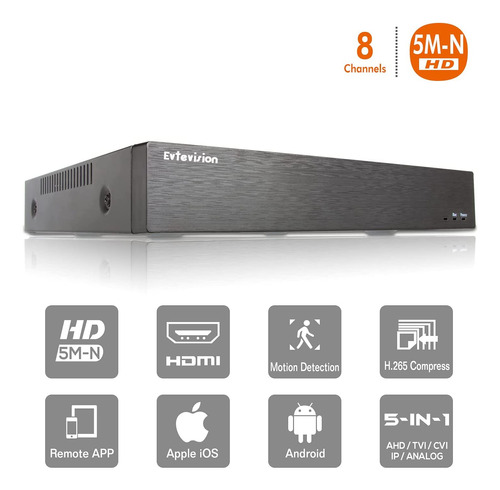 Evtevision Grabadora Dvr Vigilancia Hibrida 5 1 Mp Lite 8 Ip