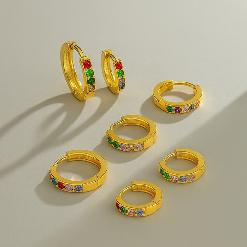 Brincos Évidence Argola Zircônias Banhado Ouro 18k 6