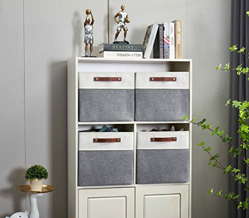 Cubos Plegables De Almacenamiento Gris Y Blanco, 4 Unidades