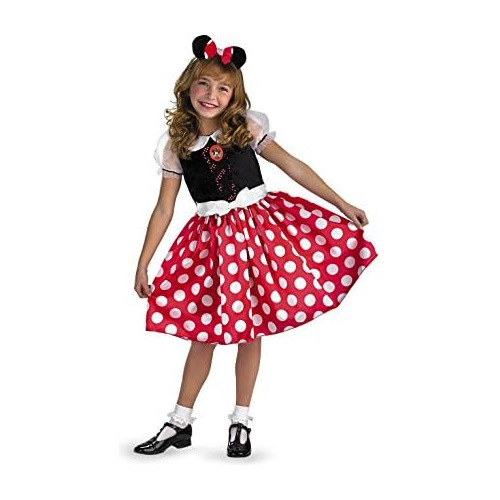 Disfraz Clásico De Minnie Mouse Niñas, Rojo, Grande (...