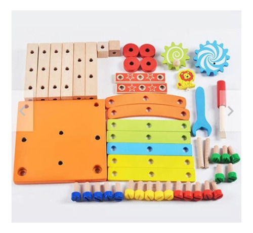 Silla Montessori De Madera Con Tuercas Educativas