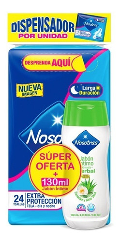 Toallas Nosotras Extra Proteccion 24 Unidades Oferta Jabon