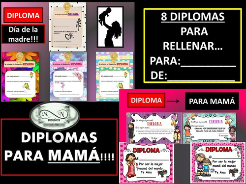 Diplomas, Día De La Madre, Pdf, Imprimible X8