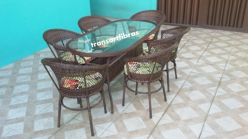 Imagem 1 de 9 de Jogo De Mesa Com 6 Cadeiras P Varanda Area Externa