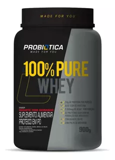 Suplemento em pó Probiótica 100% Pure Whey proteínas 100% Pure Whey sabor iogurte de morango em pote de 900g