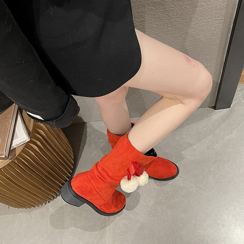E Botas De Invierno Para Mujer, Zapatos De Tacón Bajo, Cómod