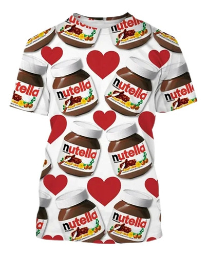 Camiseta Masculina Y Femenina Impresa En 3d De Nutella