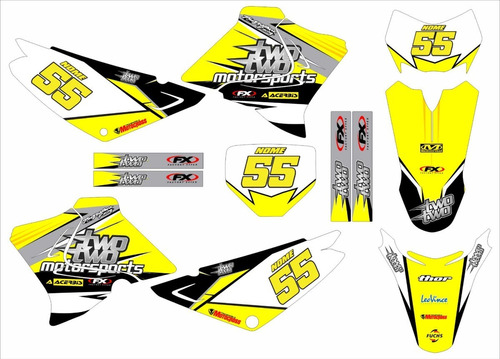 Adesivos Moto Cross Trilha Xtz 125 20mm Amarelo/branco Lm092